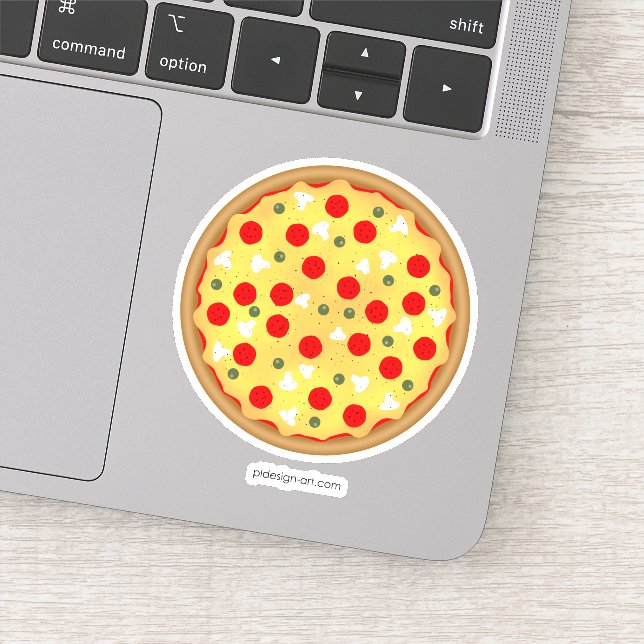 Sticker Cool plaisir pizza pepperoni champignon (Détail)