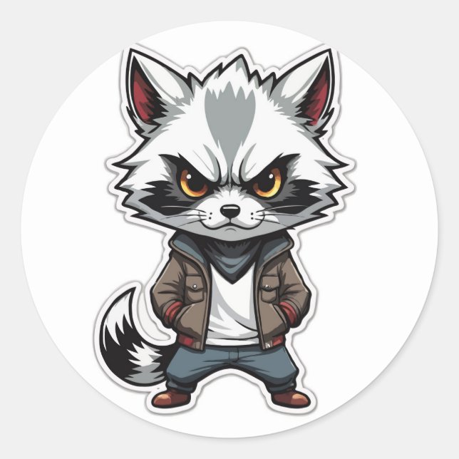Sticker cool Raccoon - Un bandit avec une attitude (Devant)