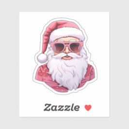 Sticker Cool Rose Père Noël Portant Casquette Et Lunettes 