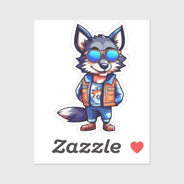 Sticker cool wolf (Feuille)