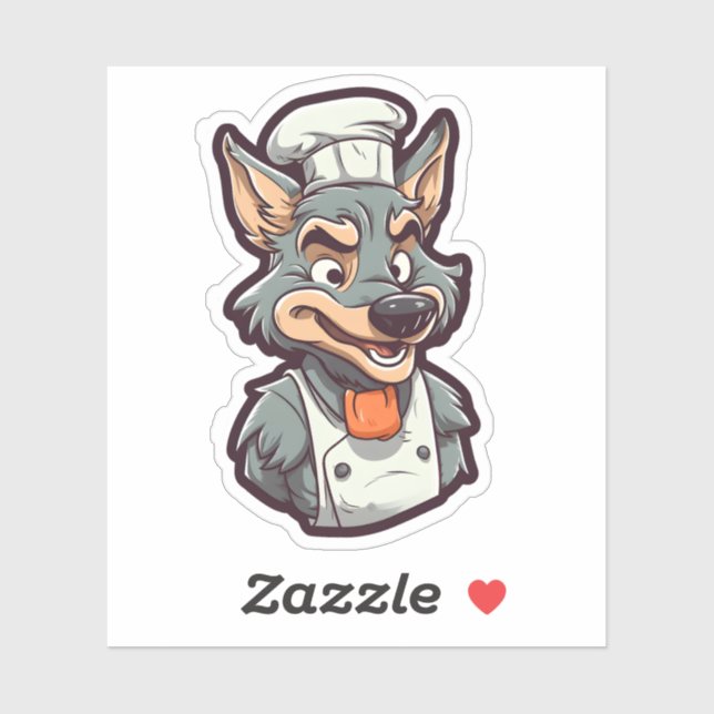 Sticker Cool Wolf Chef adorable Animal Graphisme (Feuille)