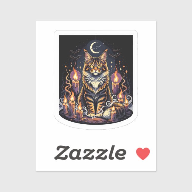Sticker Coon avec bougies - Halloween du Maine Coon (Feuille)