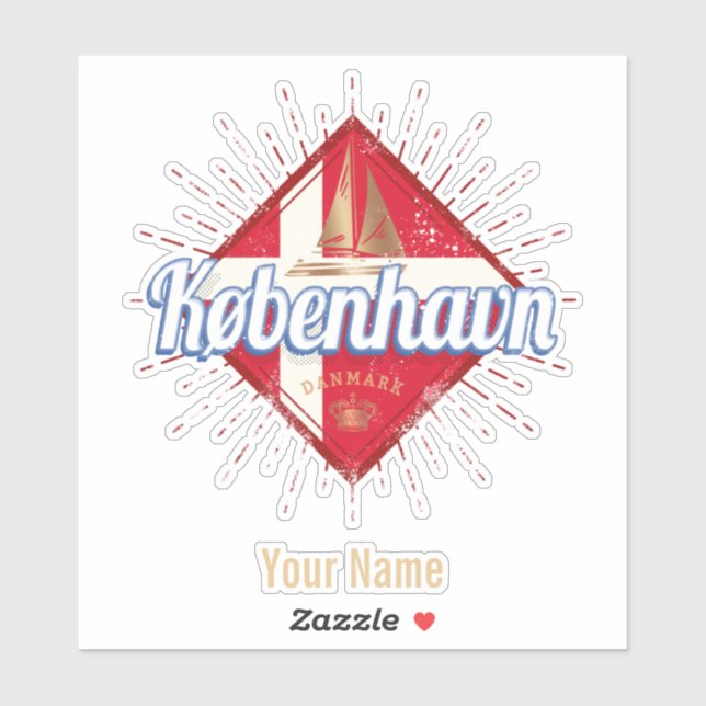 Sticker Copenhague capitale Danemark Retro voilier (Feuille)