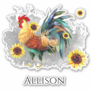 Sticker Coq avec nom de tournesol