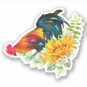 Sticker Coq avec tournesol