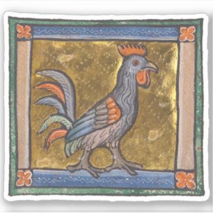 Sticker Coq de bestiaire médiéval c. 1270