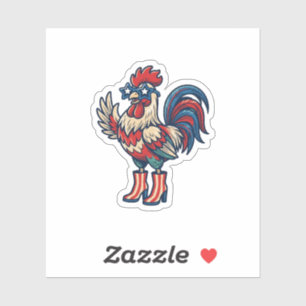 Sticker Coq Patriotique en Talons Hauts Chemise Gravure Vi