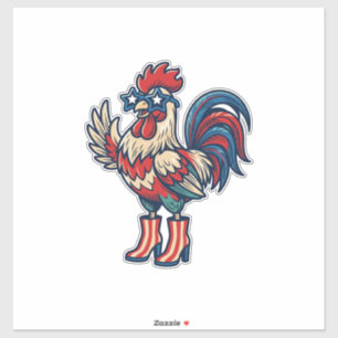 Sticker Coq Patriotique en Talons Hauts Chemise Gravure Vi