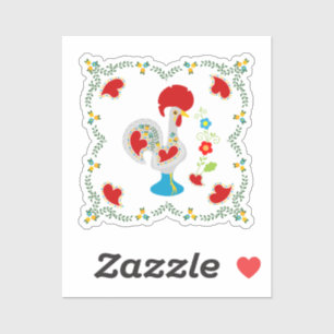 Sticker Coq traditionnel de Barcelos en blanc