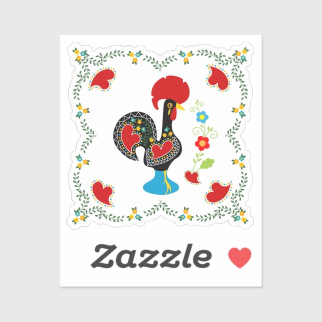Sticker Coq traditionnel du Portugal en noir (Feuille)