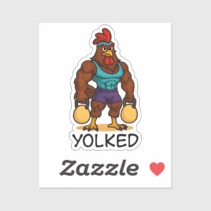 Sticker Coq Yolk – Kettlebell de poulet fort et drôle
