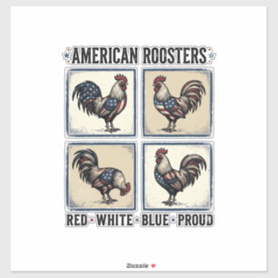 Sticker Coqs Américains Modèle de Chemise Patriotique Vint