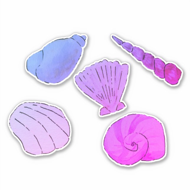 Sticker Coques marines artistiques violettes (Devant)