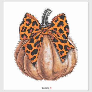 Sticker Coquette Halloween Rétro Citrouille à Arc Automne