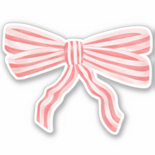 Sticker Coquette Pink Strited Bow