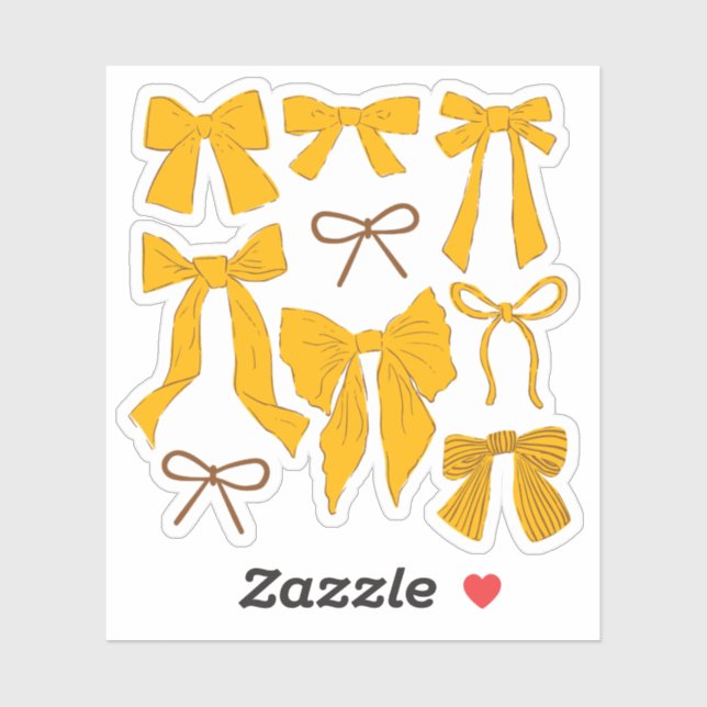 Sticker Coquette Yellow Bows Romantique (Feuille)