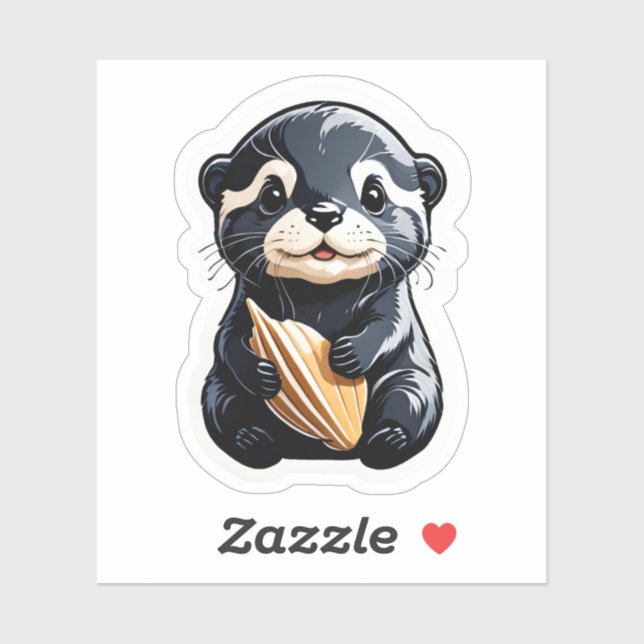 Sticker Coquille de maintien de l'Otter mignonne (Feuille)