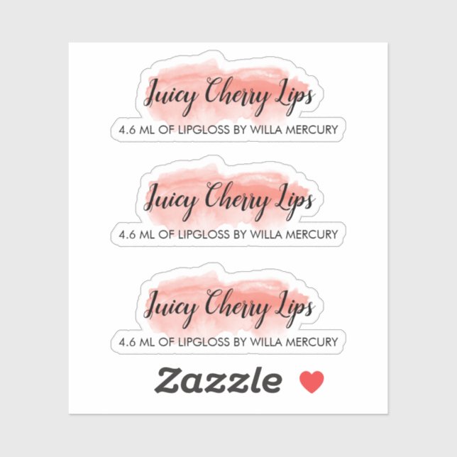Sticker Coral Aquarelle Laver Cute Script Lip Gloss Maquil (Feuille)