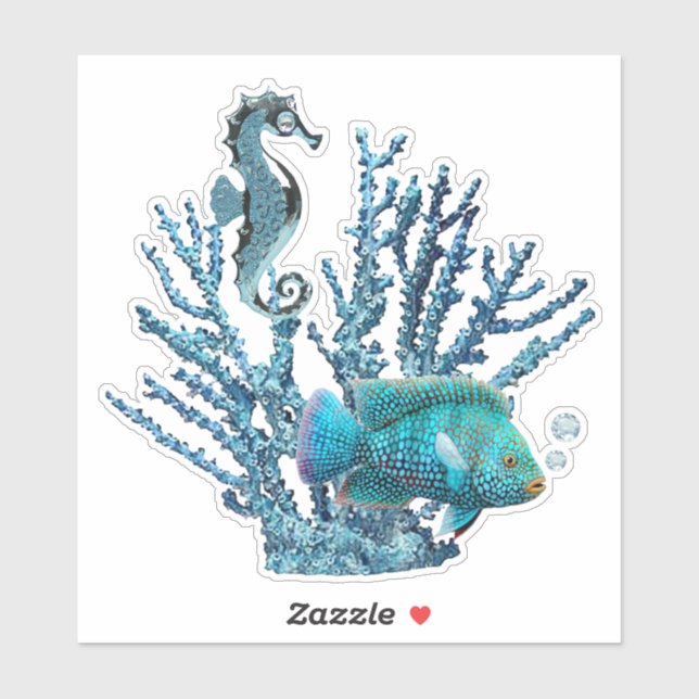 Sticker Coral Bleu (Feuille)