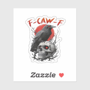 Sticker Corbeau, F-Caw-F Drôle d'oiseau F-Caw-F Lune Gothi