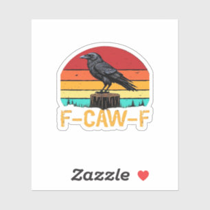 Sticker Corbeau, F-Caw-F Drôle D'Oiseau Rétro Classique