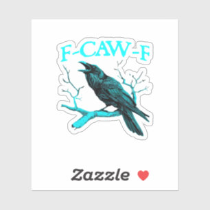 Sticker Corbeau F-Caw-F Oiseau Drôle Design Rétro Créatif