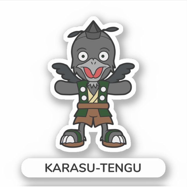 Sticker Corbeau japonais Tengu Yokai (Devant)