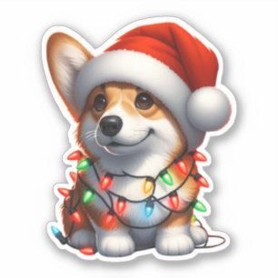 Sticker Corgi de Noël mignon