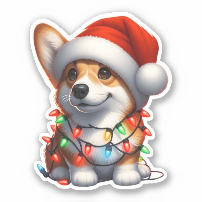 Sticker Corgi de Noël mignon (Devant)
