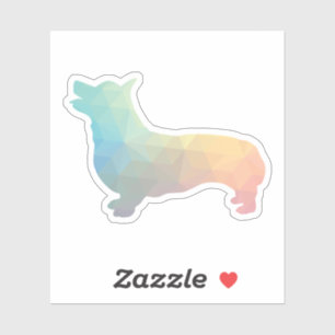 Sticker Corgi Dog Geometric Pattern Silhouette Pastel