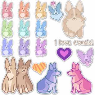 Sticker Corgi Love