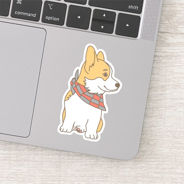 Sticker Corgi mignon avec En vichy À damiers Bandana (Détail)