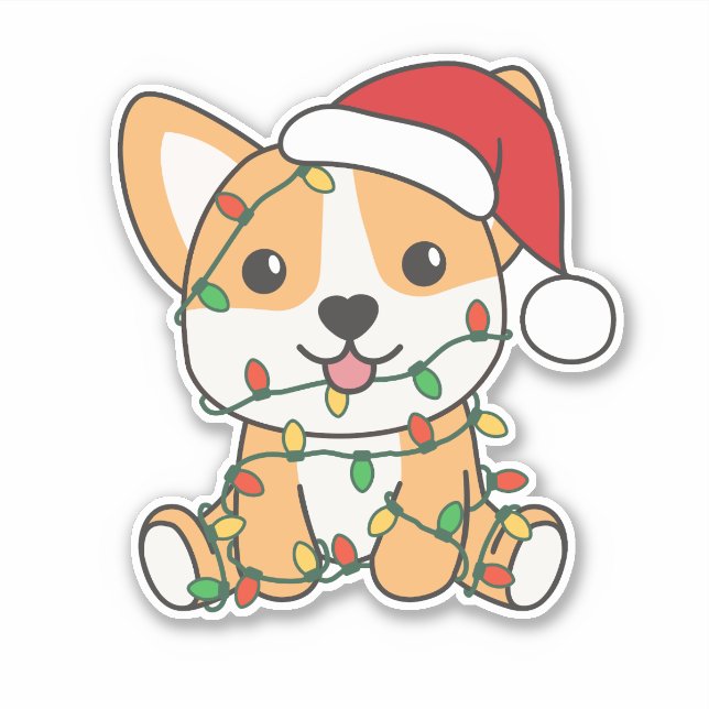 Sticker Corgi Noël Animaux d'hiver Chien (Devant)