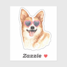 Corgi portant des lunettes de soleil de coeur rétr