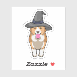 Sticker Corgi Witch