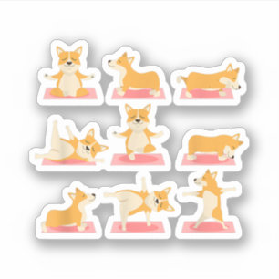 Sticker Corgi Yoga Shirt-Yoga Corgi Chien Sur Les Cadeaux 