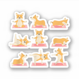 Sticker Corgi Yoga Shirt-Yoga Corgi Chien Sur Les Cadeaux 