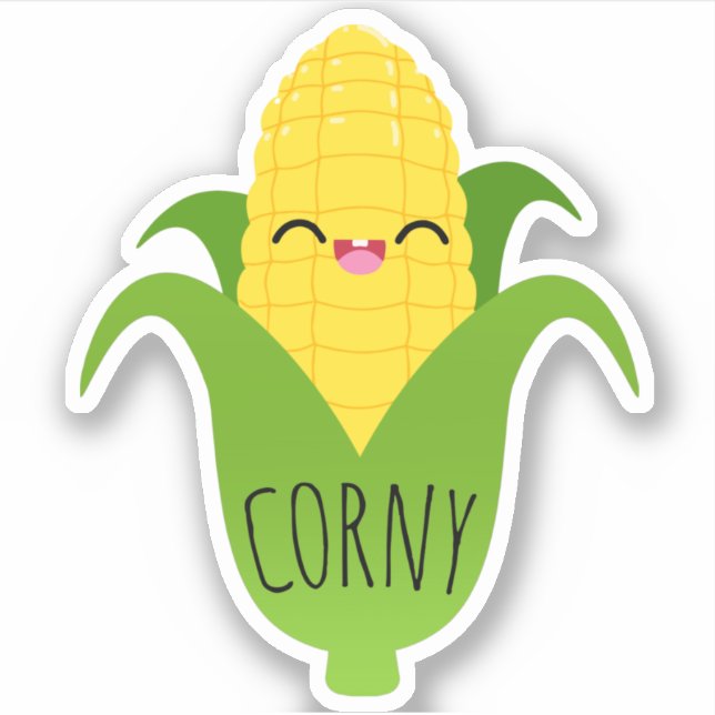Sticker Corny Cute Corn sur l'autocollant fourré (Devant)