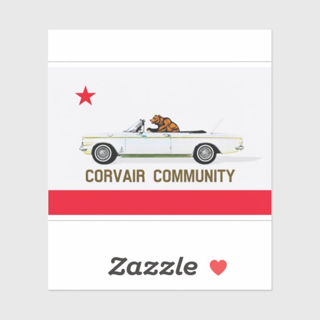 Sticker Corvair Community California EM flag (Feuille)