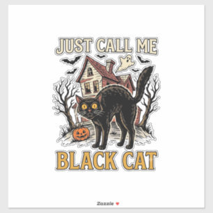 Sticker Costume de chat noir Maison hantée Funny Halloween