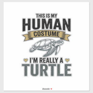Sticker Costume de tortue drôle Design de gravure vintage_