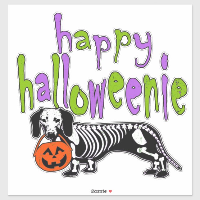 Sticker Costume Halloween Dachshund Halloween Happy Hallow (Feuille)