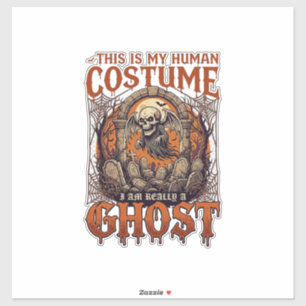 Sticker Costume Humain Fantôme Squelette Cimetière Lune Ha