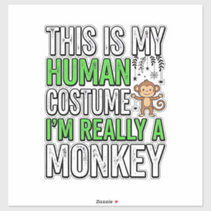 Sticker Costume Humain Singe Drôle Design de Chemise Hallo