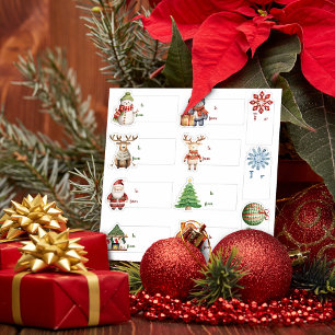 Sticker Cosy Christmas Gift Tags Aquarelle 11 pc Set