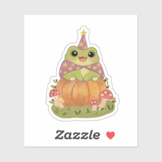 Sticker Cottagecore Frog Wizard Halloween Pumpkin