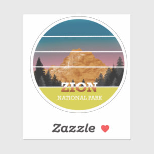 Sticker Coucher de soleil rétro Parc national de Zion Vint