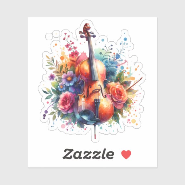Sticker Coucou aquarelle et fleurs (Feuille)