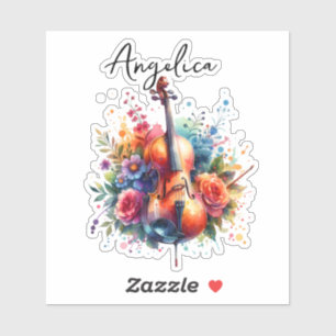 Sticker Coucou aquarelle et fleurs personnalisées