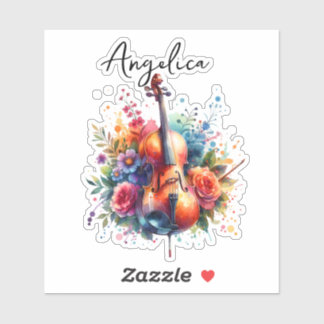 Sticker Coucou aquarelle et fleurs personnalisées